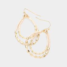 Load image into Gallery viewer, Metal Cube Tiny Beaded Double Teardrop Dangle Earrings