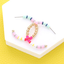 Load image into Gallery viewer, Metal Ball Heishi Beaded Hoop Earrings