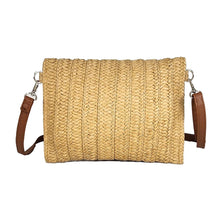 Load image into Gallery viewer, Lurex Thread Accented Straw Clutch / Crossbody Bag