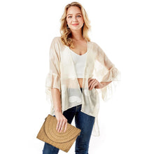 Load image into Gallery viewer, Lurex Thread Accented Straw Clutch / Crossbody Bag