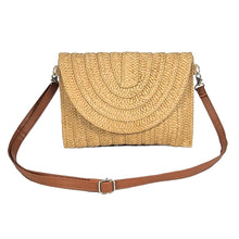 Load image into Gallery viewer, Lurex Thread Accented Straw Clutch / Crossbody Bag