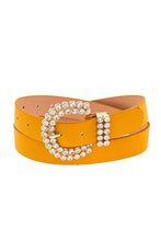 Load image into Gallery viewer, Gem Pave Buckle Accent Faux Leather Belt