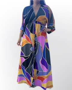 Metamorphosis Print Kimono Maxi Dress