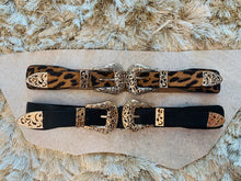 Load image into Gallery viewer, Animal Print Gold Double Buckle Belt