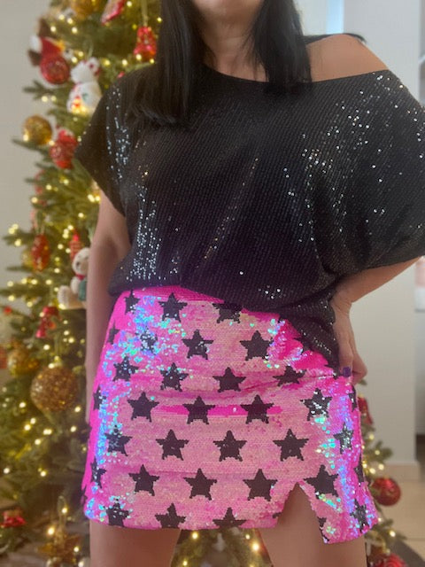 Star Pattern Sequin Skirt