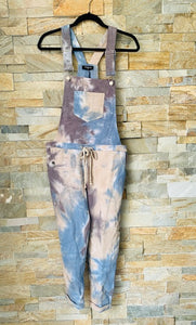 Tie-dye ankle-length overalls