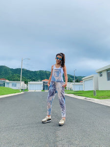 Tie-dye ankle-length overalls