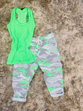 Load image into Gallery viewer, Neon Camouflage Print Crinkle Capri Jogger