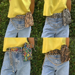 Removable pouch leopard belt