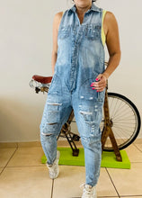 Load image into Gallery viewer, Denim Jumpsuit With Distressing