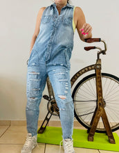 Load image into Gallery viewer, Denim Jumpsuit With Distressing