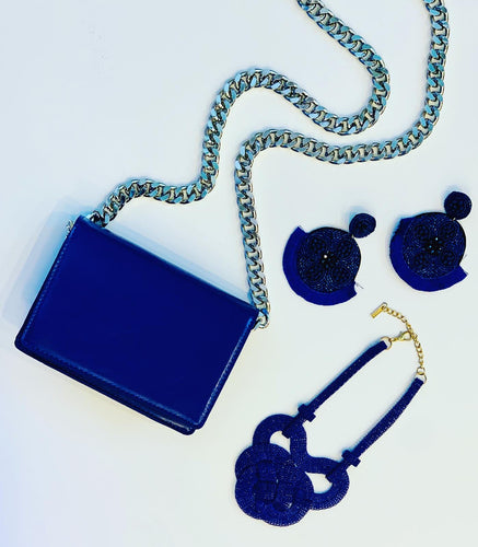 Blue Silver Chains Handbag